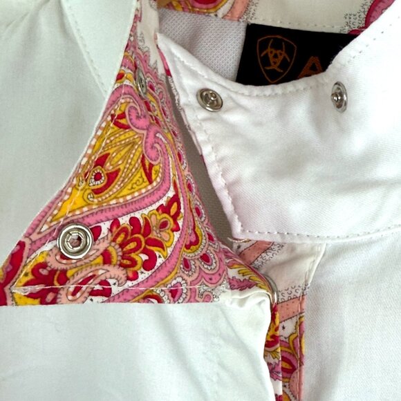 Ariat Pro Series Equestrian Wrap Collar Mesh Sleeves Show Shirt Womens XS White - Picture 3 of 11